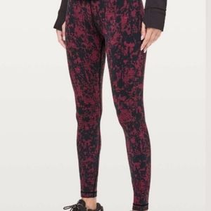 Lululemon wunder under high rise jaquard black spatter leggings sz 8 EUC!